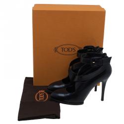 مملوكة مسبقًا حذاء تودز كعب مرتفع جلد أسود مقاس 37