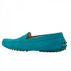 Pre Owned Tod's Turquoise Suede Penny Loafers Size 38