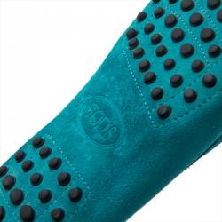 Pre Owned Tod's Turquoise Suede Penny Loafers Size 38