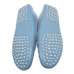 Pre Owned Tod's Light Blue Patent and Metallic Leather Penny Loafers Size 40