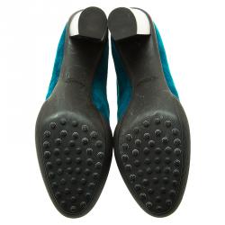 مملوكة مسبقًا Tod's Turquoise Suede Lace Up Boots Size 39.5
