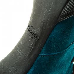 مملوكة مسبقًا Tod's Turquoise Suede Lace Up Boots Size 39.5
