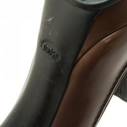 Pre Owned Tod's Brown Leather Loafer Platform Pumps Size 39.5 