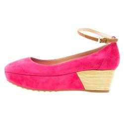 Pre Owned صندل تودز بكعب روكي وشريط كاحل سويدي وردي مقاس 36.5