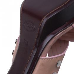 مملوكة مسبقًا Tod's Beige Criss Cross Platform Sandals Size 39.5