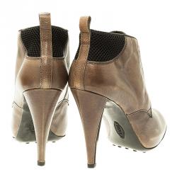 Pre Owned Tod's Brown  Leather Ankle Boots Size 40