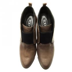 Pre Owned Tod's Brown  Leather Ankle Boots Size 40