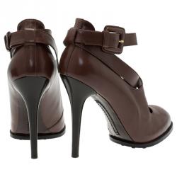 Pre Owned Tod's Brown Leather Cross Strap Pumps Size 40