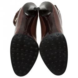 Pre Owned Tod's Brown Leather Cross Strap Pumps Size 40