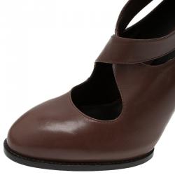 Pre Owned Tod's Brown Leather Cross Strap Pumps Size 40