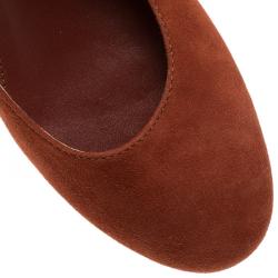 Pre Owned Tod's Brown Suede Ankle Strap Platform Wedge Pumps Size 35