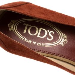 Pre Owned Tod's Brown Suede Ankle Strap Platform Wedge Pumps Size 35