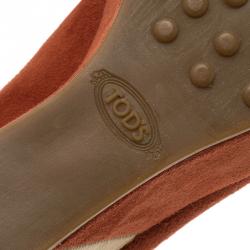 Pre Owned Tod's Brown Suede Ankle Strap Platform Wedge Pumps Size 35