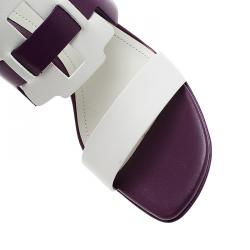 Pre Owned صندل تودز جلد بنفسجي وأبيض مقاس 37.5