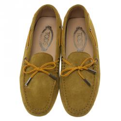 Pre Owned Tod's Yellow Suede Bow Loafers Size 39
