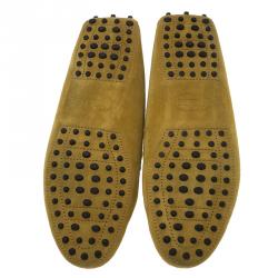 Pre Owned Tod's Yellow Suede Bow Loafers Size 39