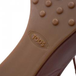 Pre Owned صندل تودز كعب روكي سيور كاحل جلد بفتحات