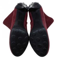Pre Owned Tod's Burgundy Suede Ankle Boots Size 37