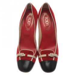 Pre Owned Tod's Two Tone Suede and Leather Cap Toe Loafer Pumps Size 40