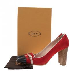 Pre Owned Tod's Two Tone Suede and Leather Cap Toe Loafer Pumps Size 40
