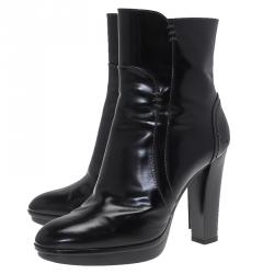 Tod's Black Leather Platform Ankle Boots Size 36.5