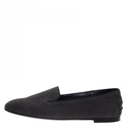 Pre Owned Tod's Grey Suede Smoking Slippers Size 37