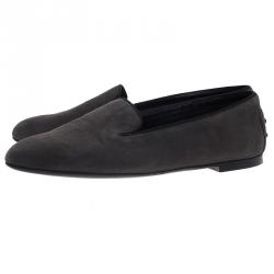 Pre Owned Tod's Grey Suede Smoking Slippers Size 37