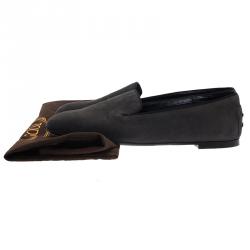 Pre Owned Tod's Grey Suede Smoking Slippers Size 37
