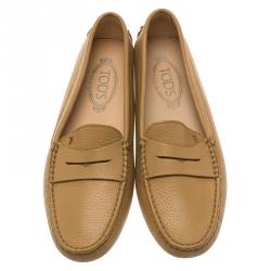 Pre Owned Tod's Beige Leather Penny Loafers Size 39.5