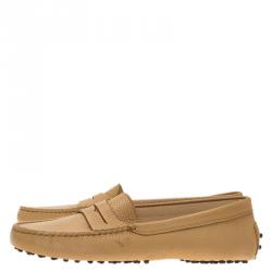 Pre Owned Tod's Beige Leather Penny Loafers Size 39.5