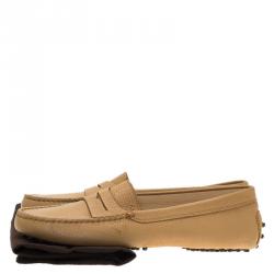 Pre Owned Tod's Beige Leather Penny Loafers Size 39.5