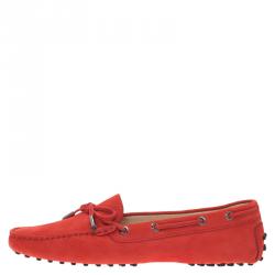 مملوكة مسبقًا Tod's Candy Pink Suede Bow Loafers Size 40