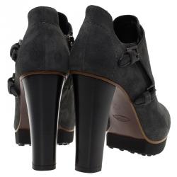 Pre Owned بوت للكاحل تودز سويدي رصاصي مقاس 37.5