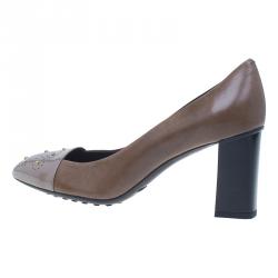Pre Owned Tod's Two Tone Studded Leather Pointed Toe Pumps Size 40