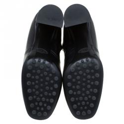 Pre Owned Tod's Black Leather Block Heel Ankle Boots Size 37