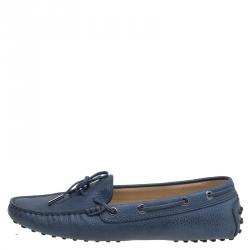 مملوكة مسبقًا Tod's Blue Leather Bow Loafers  Size 38.5