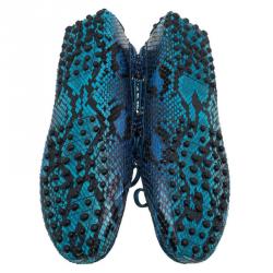 Pre Owned حذاء لوفرز تودز جلد ثعبان أزرق بفيونكة مقاس 37
