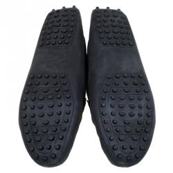 Pre Owned Tod's Black Leather Double T Buckle Loafers Size 39