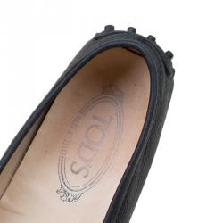 Pre Owned Tod's Black Leather Double T Buckle Loafers Size 39