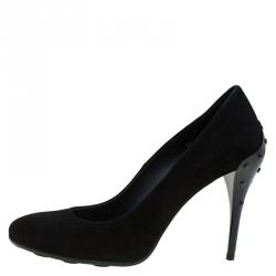Pre Owned Tod's Black Suede Round Toe Pumps Size 38