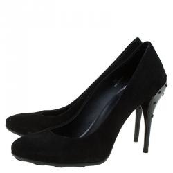 Pre Owned Tod's Black Suede Round Toe Pumps Size 38