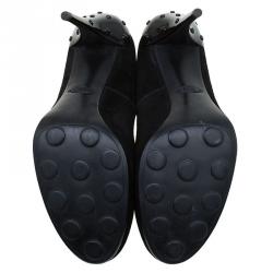 Pre Owned Tod's Black Suede Round Toe Pumps Size 38