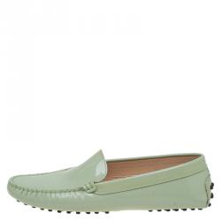 Pre Owned Tod's Mint Green Patent Loafers Size 38