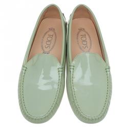 Pre Owned Tod's Mint Green Patent Loafers Size 38