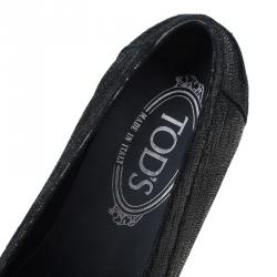 Pre Owned Tod's Metallic Blue Iridescent Leather Penny Loafers Size 37.5