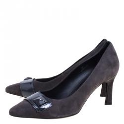 Pre Owned Tod's Grey Suede Embellished Pumps Size 37