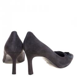 Pre Owned Tod's Grey Suede Embellished Pumps Size 37