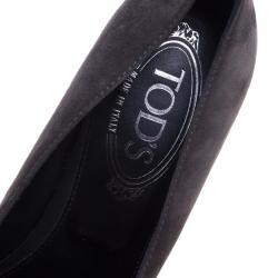 Pre Owned Tod's Grey Suede Embellished Pumps Size 37