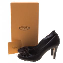Pre Owned Tod's Brown Leather and Suede Fringe Pumps Size 39.5