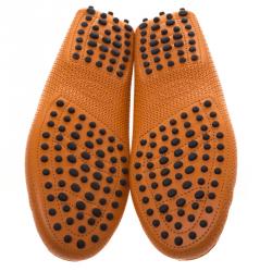 Pre Owned حذاء لوفرز تودز جلد برتقالي مثقب مقاس 36.5
